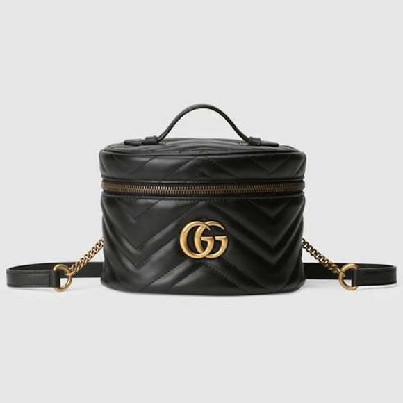 Gucci Marmont Black GG Backpack Italy Travel Backpack Small Bag Quilted NEW - Picture 1 of 6